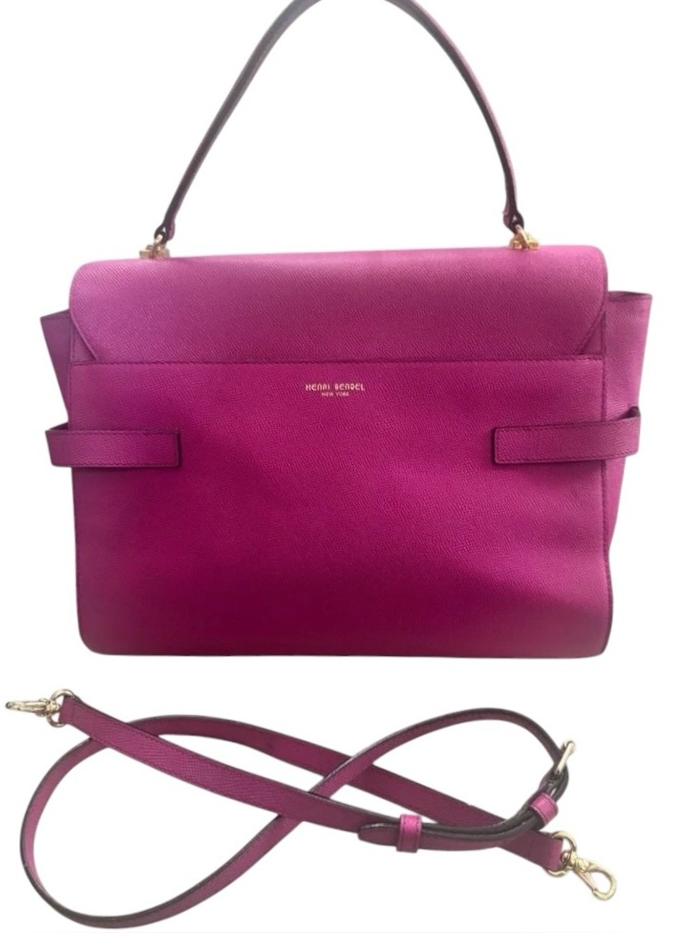 Henri Bendel Pebbled Leather Uptown Satchel/Crossbody NWOT - Picture 6 of 11